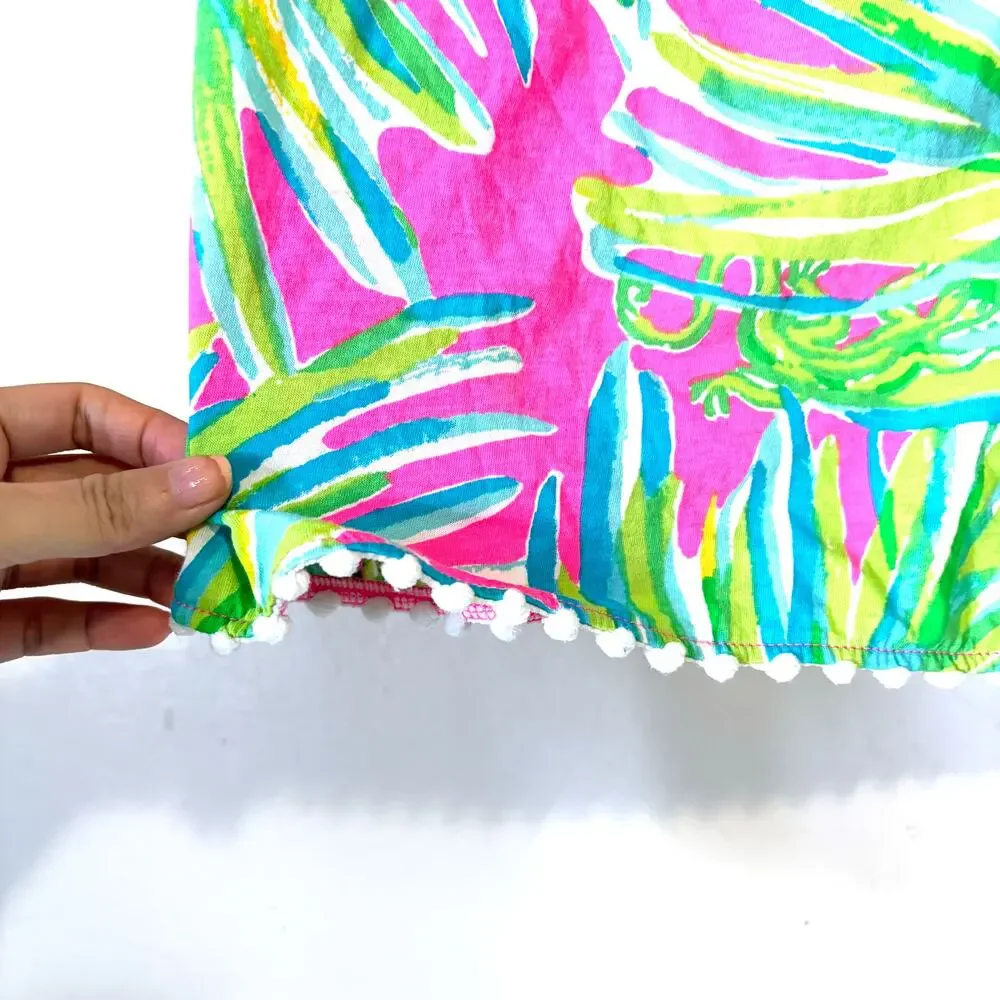 LILLY PULITZER Enna Off Shoulder Girl Mini Dress in Tiki Pink Royal Lime Size XL